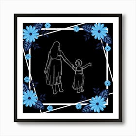 Mother And Daughter Holding Hands Happy Mother's Day Art Print