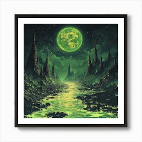 Green Moon In The Sky Art Art Print