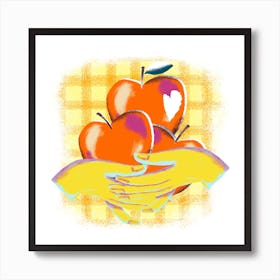 Fresh Red Apples Held By Hands Square Art Print