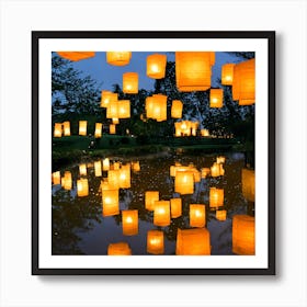 Lanterns In The Sky Photo Art Print