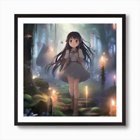 Anime Girl In The Forest 3 Art Print