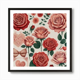 Valentine'S Day Roses Art Print