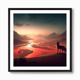 The Spreading of the First Plague (river, desert, fox, canyon) Art Print