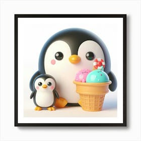 Ice Cream Penguin 3 Art Print