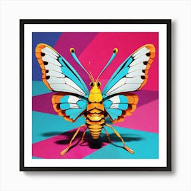 Butterfly On A Colorful Background Art Print