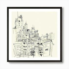 Benmurphy1984 53666 A Line Drawing Of A City Scene Drawn By Bas 4265d66c 5453 41c9 96e7 5b4e35a23e2b Art Print