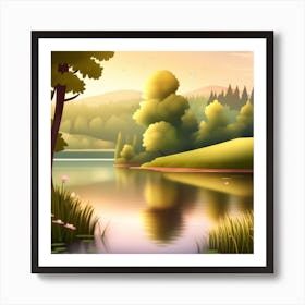 Landscape With A Lake 1 Art Print