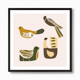 Folkie Elegant Birds 1 Art Print