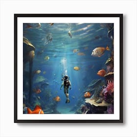 Scuba Diver Art Print