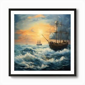 Sailing Ship In The Sea Art Print