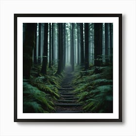 Dark Forest Path Art Print