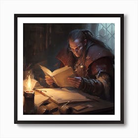 Wizard Reading A Book Art Print