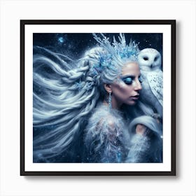 Ice Queen Lady Gaga with an Owl Art Print