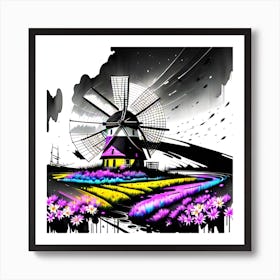 Windmill Painting Art Print