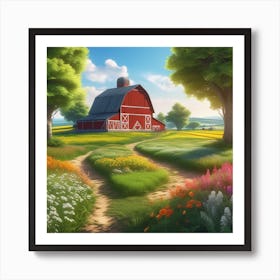 Red Barn In The Countryside 11 Art Print