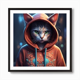 Cat In Hoodie Art Print