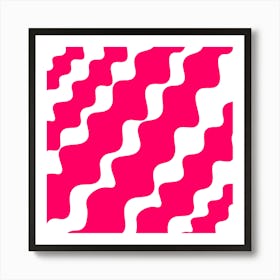 Slanting Pink Wavy Pattern Art Print