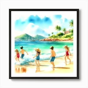 Children On The Beach Art Print