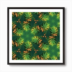 Marijuana Leaves Seamless Pattern Art Print