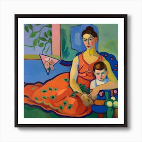 Mother And Child Abstract Fauvism 6 Art Print