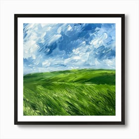 Green Grass And Blue Sky Art Print