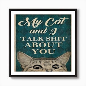 funny black cat Art Print