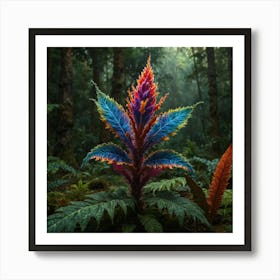 Rainbow Plant in Forest Art Print