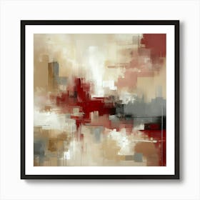 Abstract Art, Neutral Painting Red, Beige And Grey 2 Art Print