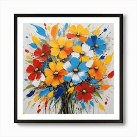 Flowers In A Vase  Abstract Painting Art Print