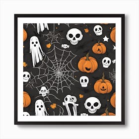 Halloween Seamless Pattern 1 Art Print