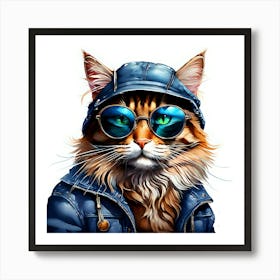 Cat With Sunglasses 7 Art Print