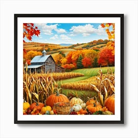 Bright Autumn Palette Incorporating Traditional Holiday Elements Styled In A Modern Art And Design (4) Art Print