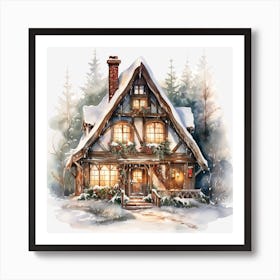 Christmas House In The Woods 4 Art Print