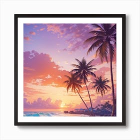 Sunset At The Beach 1 Art Print