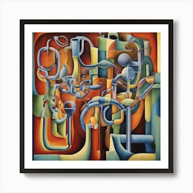 Excretory System Cubism Style Art Print