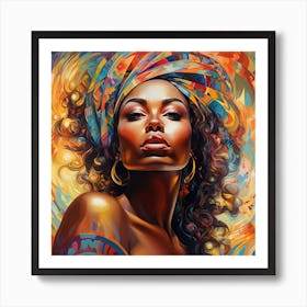 African Woman In Turban 3 Art Print