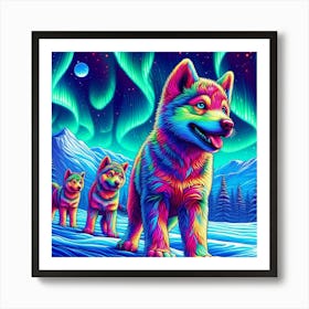 Psychedelic Wolf Family 5 Art Print