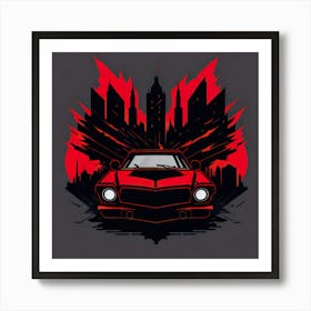 Car Red Artwork Of Graphic Design Flat (83) Art Print