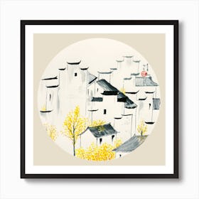 Chinese Village Square Art Print