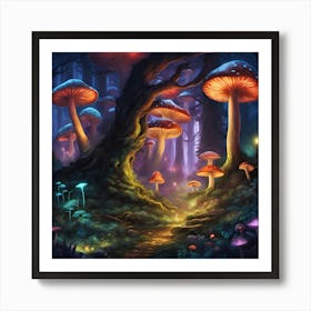 A Fantasy Mushroom Forest Art Print