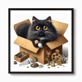 Cat In A Box Art Print