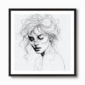 Portrait Of A Woman With Curly Hair Art Print