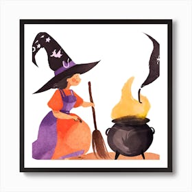 Watercolor Witch Art Print