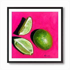 Limes On Pink Art Print