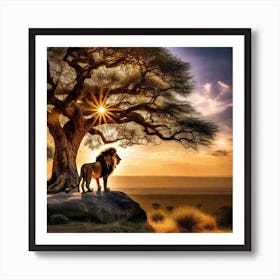 Lion Under The Tree 27 Art Print