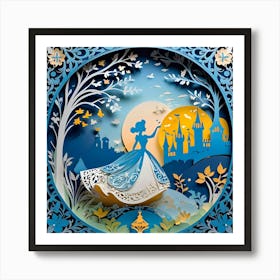 Cinderella Paper Cut Art Art Print