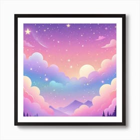 Sky With Twinkling Stars In Pastel Colors Square Composition 314 Art Print