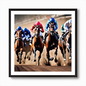 Jockeys Racing Horses 16 Art Print