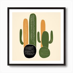 Rizwanakhan Simple Abstract Cactus Non Uniform Shapes Petrol 51 Art Print