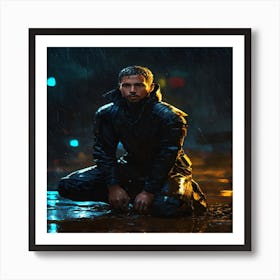 Man In The Rain Art Print